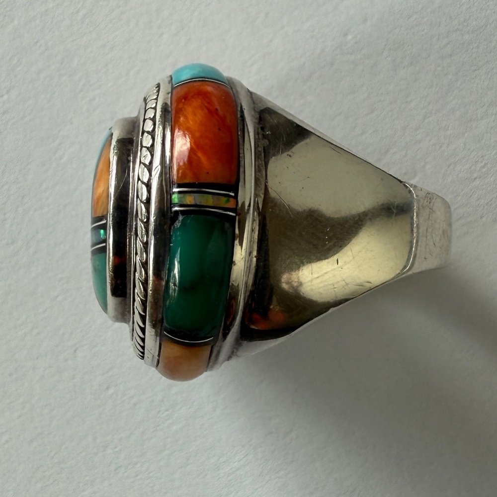 Genuine Turquoise & Sterling Sliver Native American Handmade Ring - Picture 5 of 9